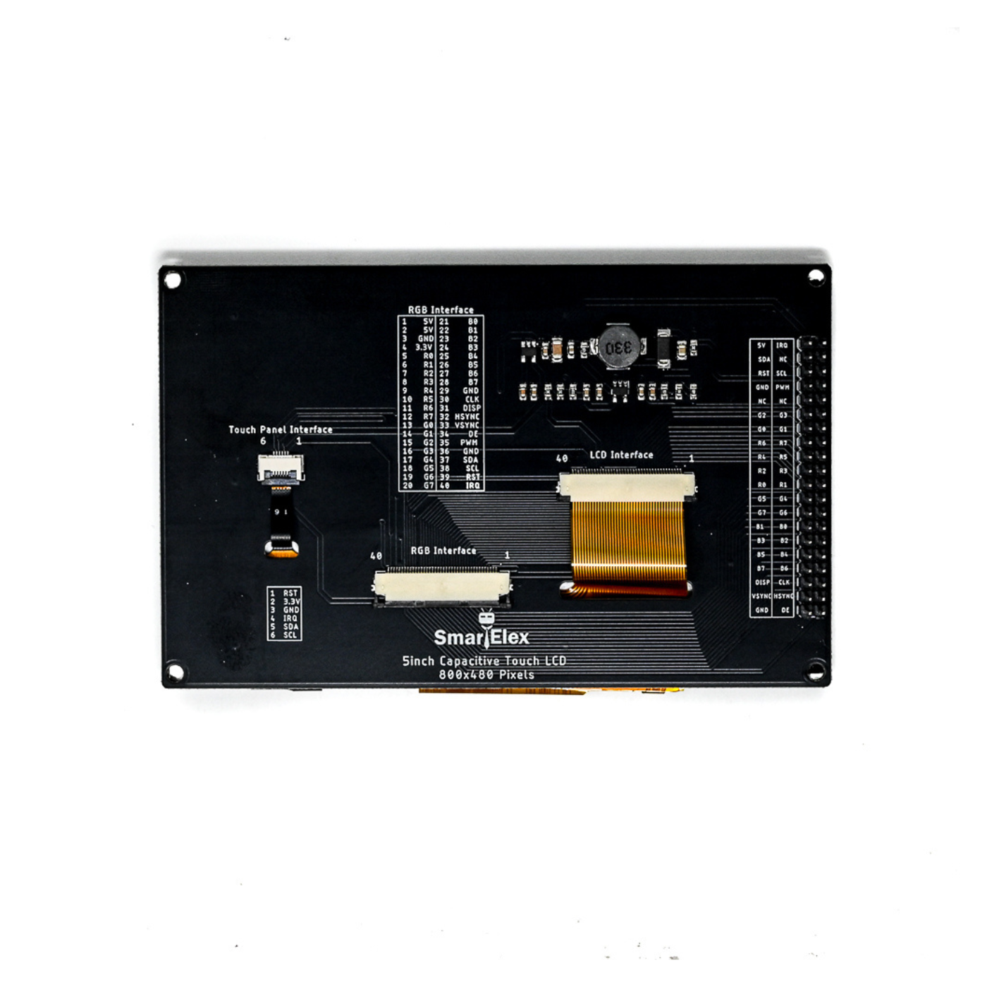 SmartElex 5-inch TFT LCD Capacitive Touch Display 800×480 - robocraze