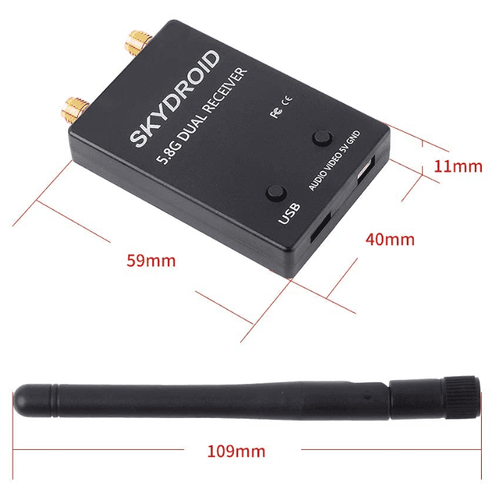 SKYDROID FPV Receiver 5.8G OTG 150CH Video Downlink Receiver Double An ...