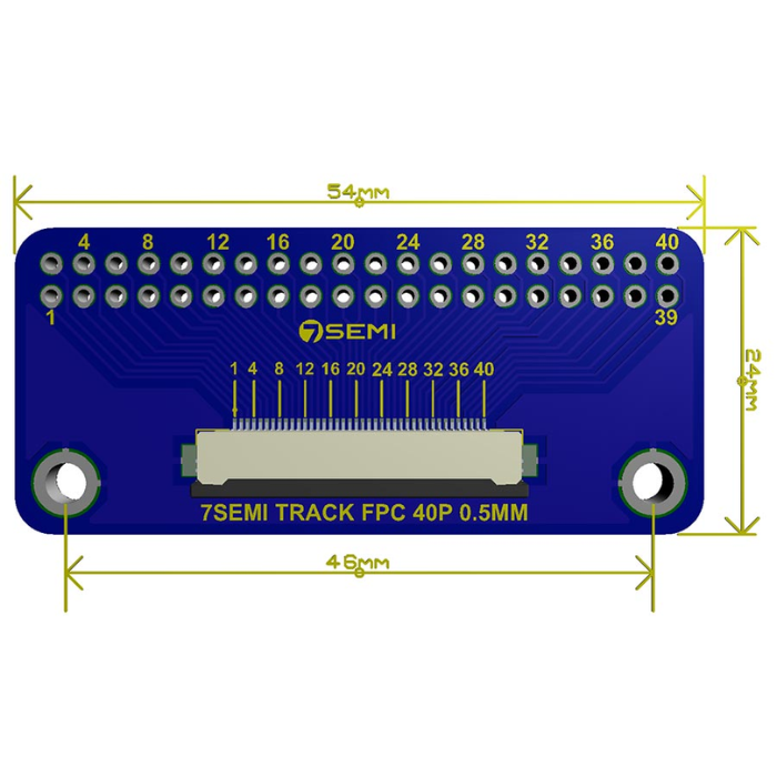 0.5mm FFC FPC Connector Breakout Board (40 Pin) -7Semi -Electronic Modules -Breakout Boards -Robocraze