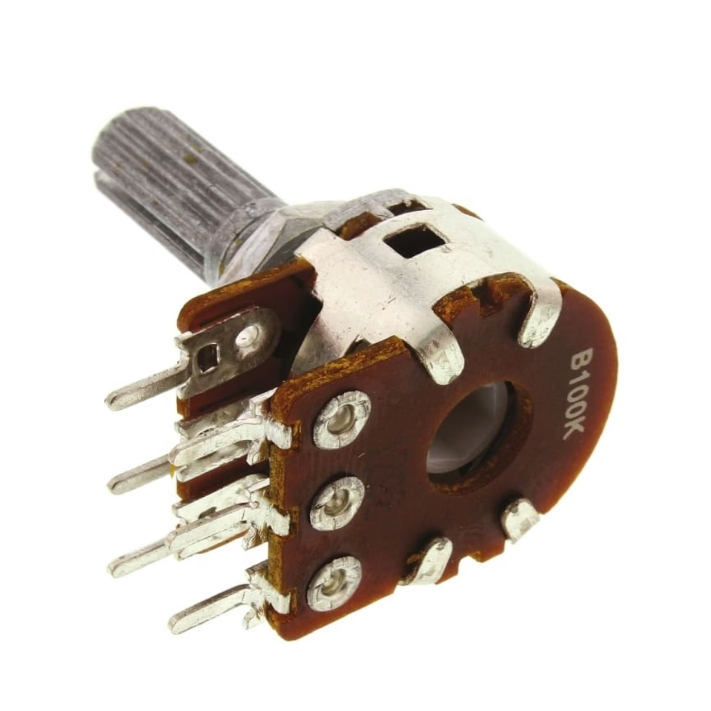 100kΩ Dual-Gang 6-Pin Rotary Carbon Potentiometer, 0.2W, 15mm -Electronic Components -Potentiometer -Pot Potentiometer -Robocraze