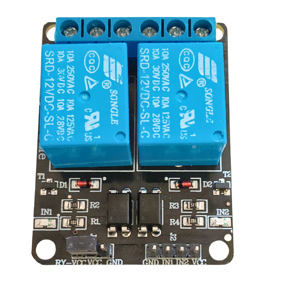 12V 2-Channel Relay Module with Optocoupler Isolation -Electronic Modules -Relays- 12V Relay -Robocraze