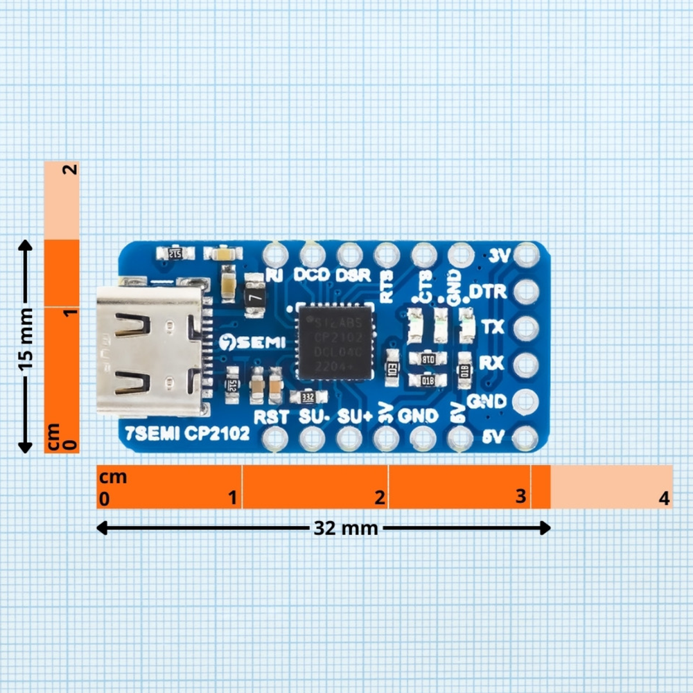 7Semi 3.3V/5V CP2102 USB-C to UART TTL Converter Serial Module -Microcontrollers -Data Converts -Robocraze