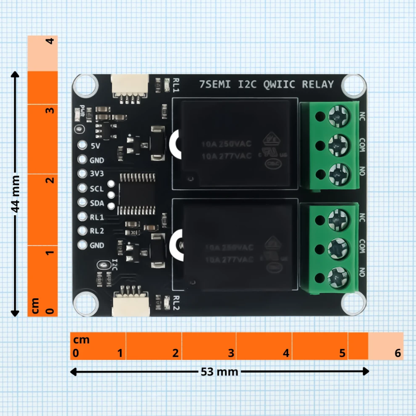 7Semi Dual Channel 5V 10A I2C Qwiic Relay Module -Electronic Modules -Relays -5V Relays -Robocraze