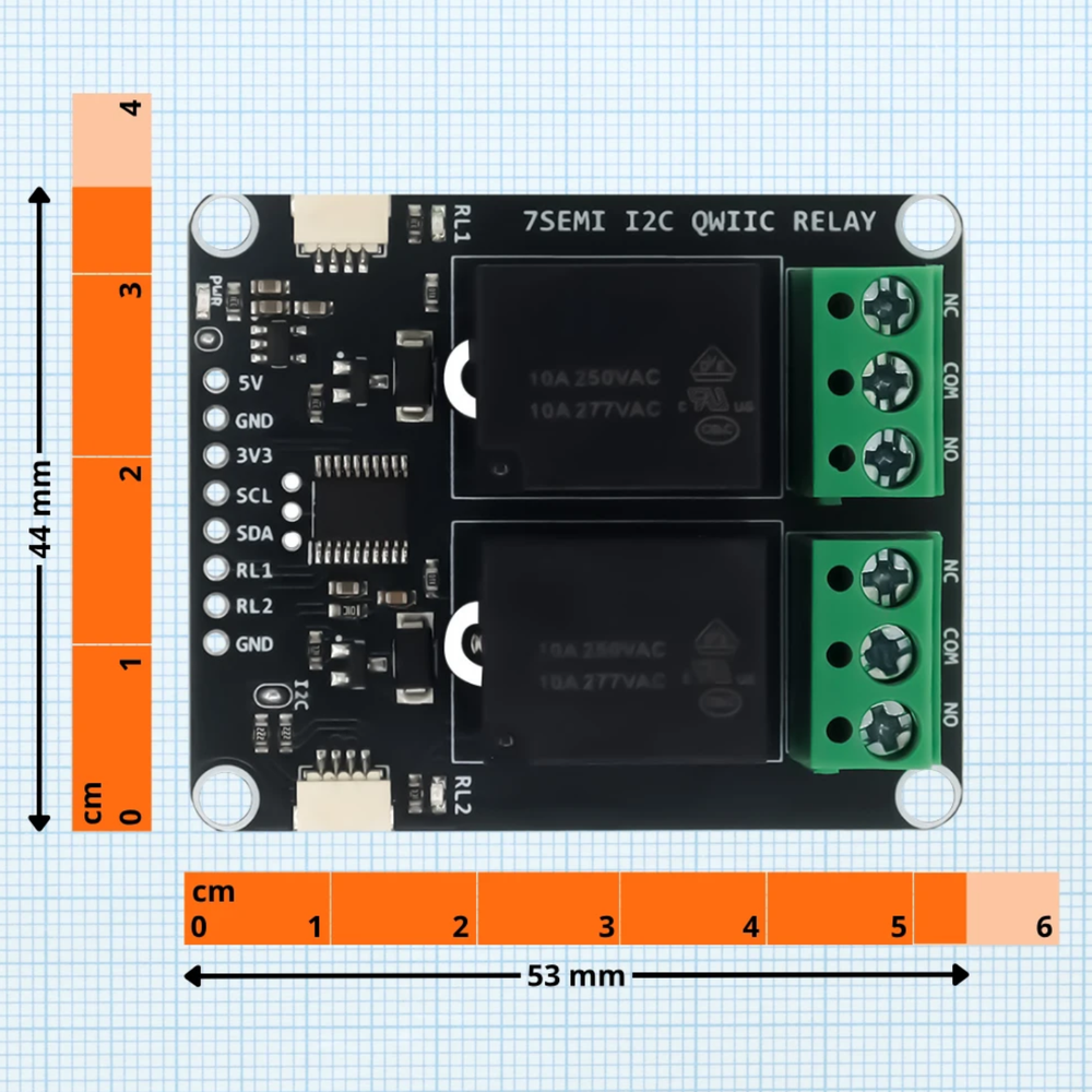 7Semi Dual Channel 5V 10A I2C Qwiic Relay Module -Electronic Modules -Relays -5V Relays -Robocraze