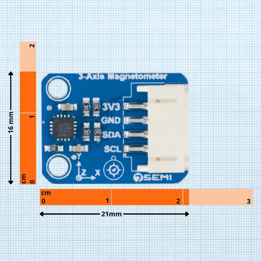 7Semi MLX90393 3-axis Micropower Magnetometer Breakout Module -Sensors -Accelero/Gyro -Robocraze