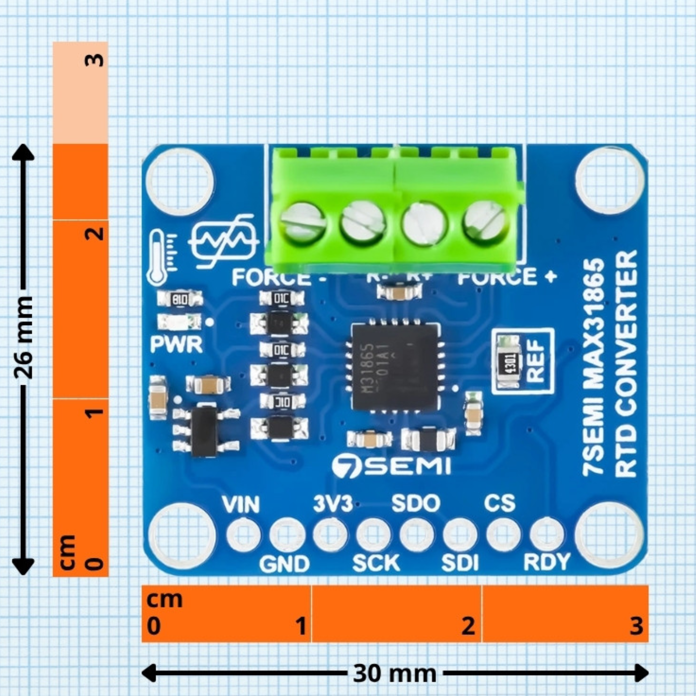 7Semi PT1000 RTD 2-Wire Temperature Sensor Breakout Board with Amplifier MAX31865 -Electronic Modules -Breakout Boards -Robocraze
