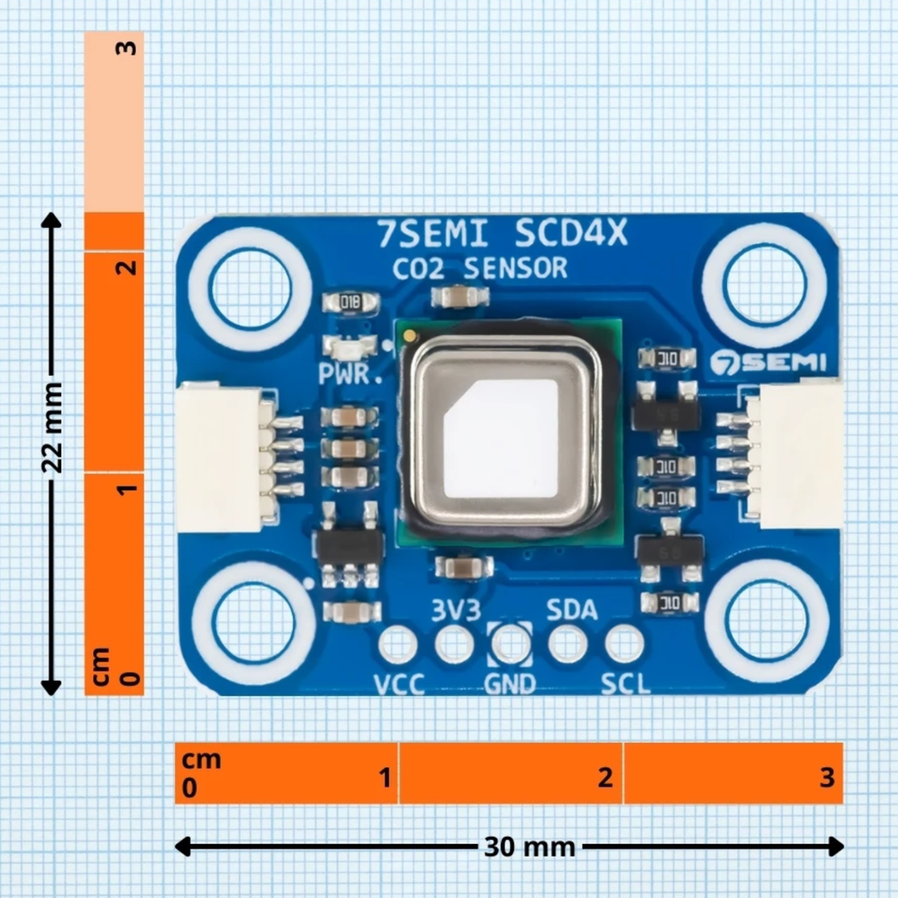 7Semi SCD43 CO2, Temperature & Humidity Sensor Breakout Board with I2C Qwiic -Sensors -Temperature Sensors -Robocraze