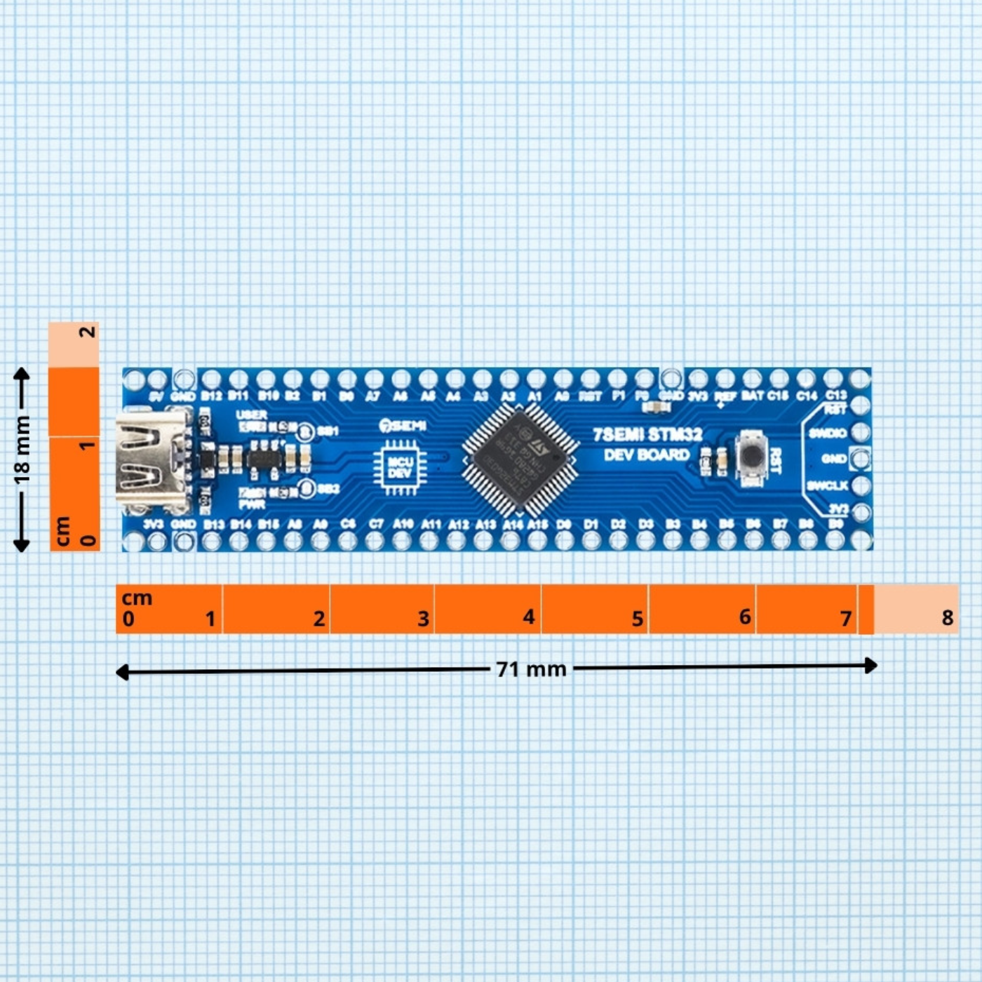 7Semi STM32G030C8T6 ARM Cortex-M0+ Mini Development Board -Development Boards -STM Boards -Robocraze