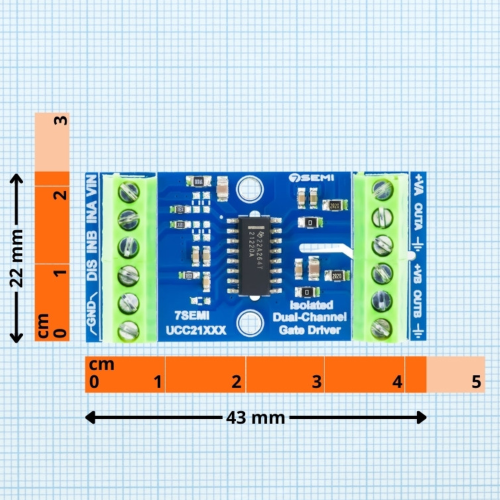 7Semi UCC21220A Isolated Dual-channel Gate Driver Breakout Board -Electronic Modules -Breakout Boards -Robocraze