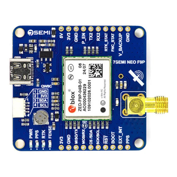 u-blox ZED-F9P Dual-band GNSS RTK SMA Modem - 7Semi