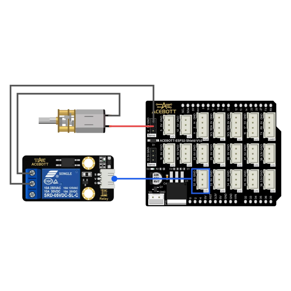 ACEBOTT 5V Relay Module for ESP32 & Arduino Easy-Plug -Electronic Modules -Relays -5V Relay Modules -Robocraze