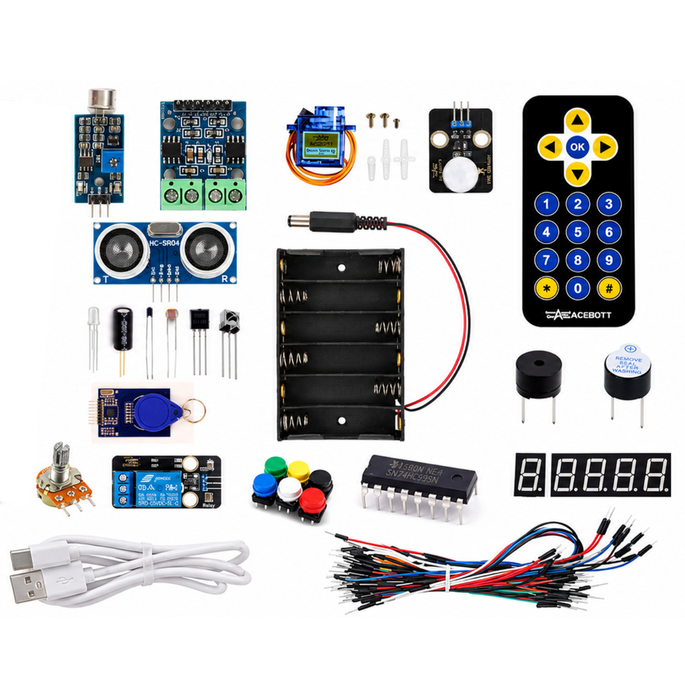 ACEBOTT QE207 Arduino UNO R4 Wi-Fi Starter Kit (Without UNO R4 Wi-Fi Board) -DIY Kits -School Kits -Robocraze