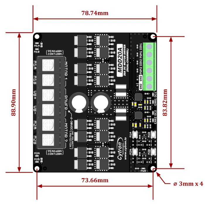 Cytron 20Amp 6V-30V Dual Channel DC Motor Driver -Motors & Mechanical -Motor Drivers -Robocraze