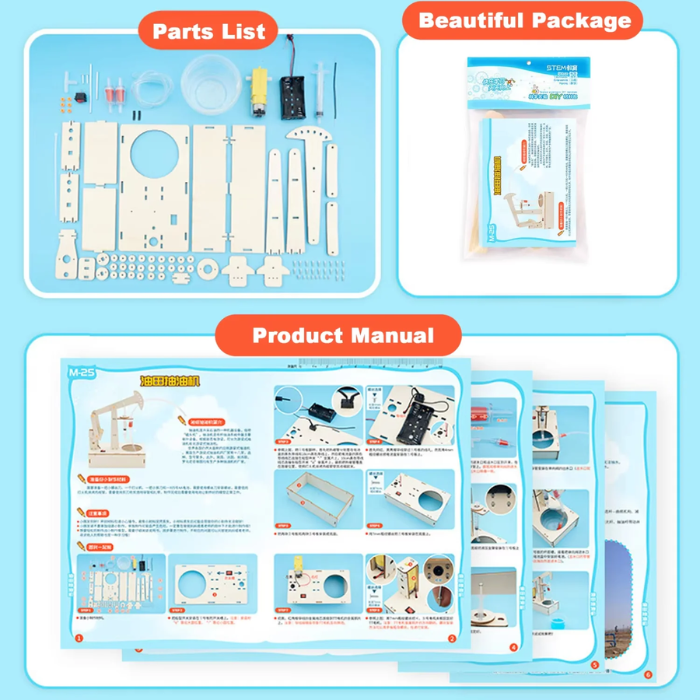 DIY Wooden Oil Pump Educational Stem Kit Toy -STEM toy for kids -Robocraze