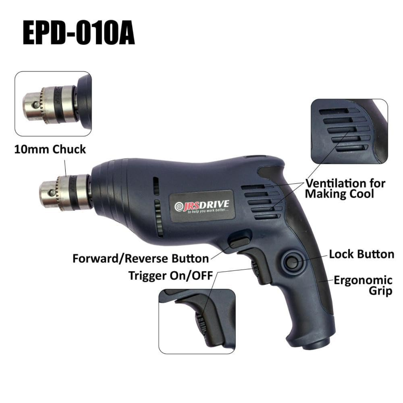 Eastman EPD010A Reversible/Variable 10mm Electric Drill Machine -Tools & Instruments -Hand Tools -Robocraze