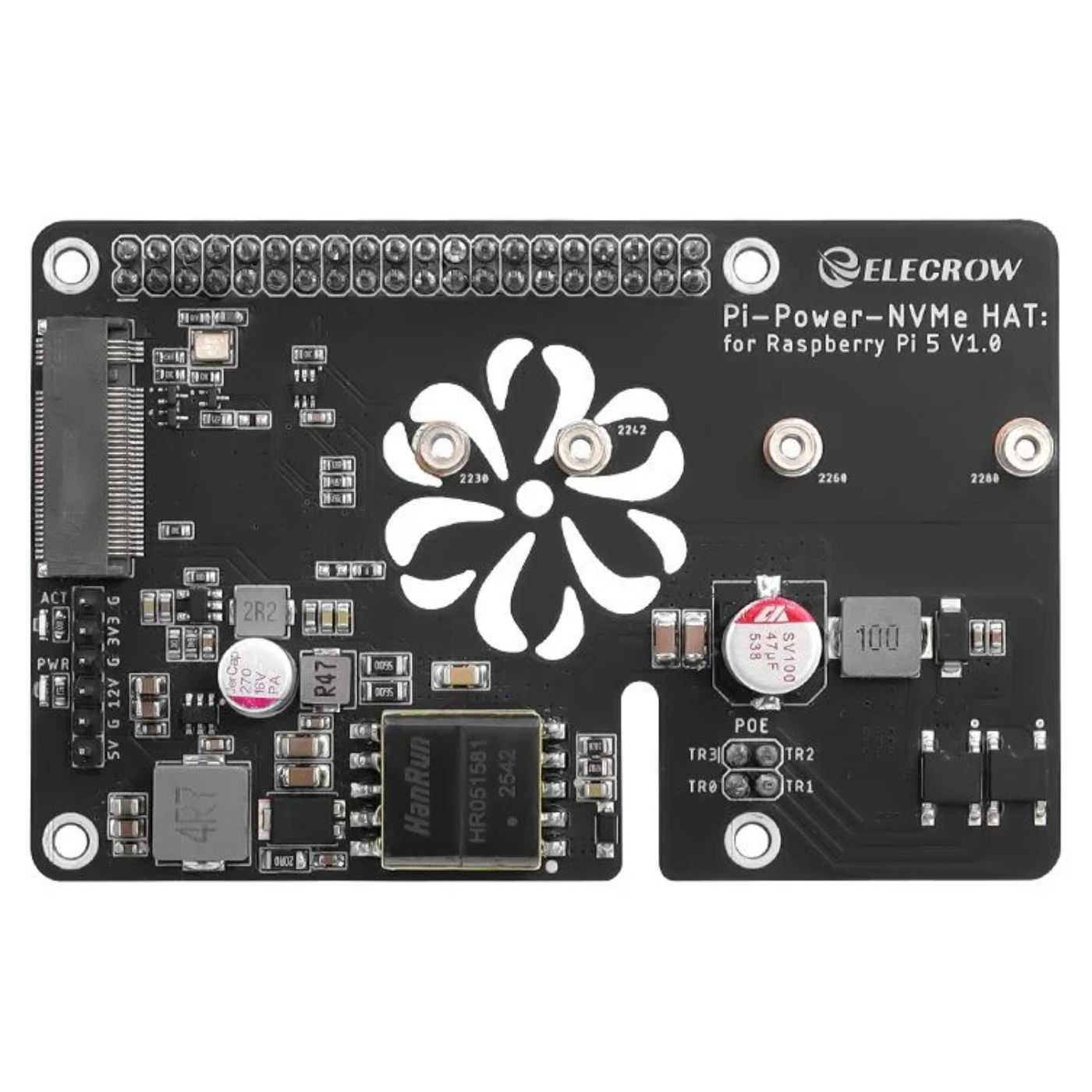 Elecrow M.2 NVMe & PoE+ Hat Expansion Board for Raspberry Pi 5 -Raspberry Pi -Hats -Robocraze
