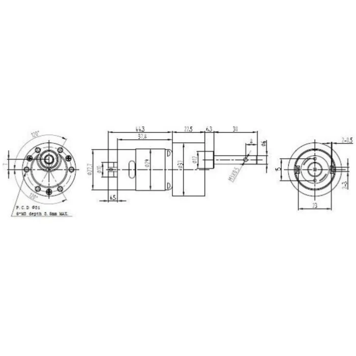Johnson DC Geared Motor 12V 100 RPM (Grade A) -Motors & Mechanical -Johnson Motor Grade A -Robocraze