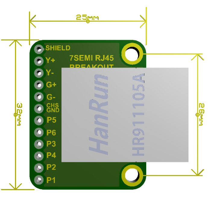 MagJack RJ45 Ethernet Connector Breakout Board -7Semi -Electronic Modules -Breakout Boards -Robocraze