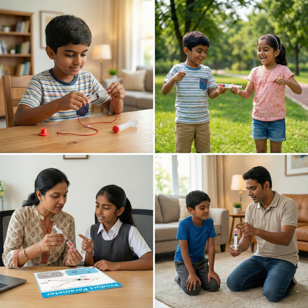 Pludo STEM Kit Blow Gun – DIY Atmospheric Pressure Science Toy for Kids 8–11 | Grade 3–5 Air & Force Model -Pludo Education Kit -Robocraze