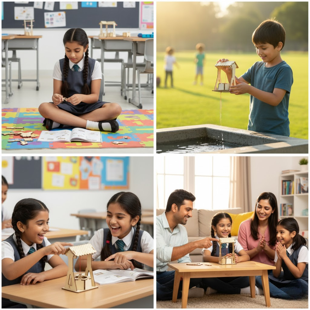 Pludo Traditional Well STEM Kit – DIY Smart Toy for Kids 8–11 | Grade 3–5 Wheel Transmission Project - DIY Kit -Pludo Education Kit -Robocraze