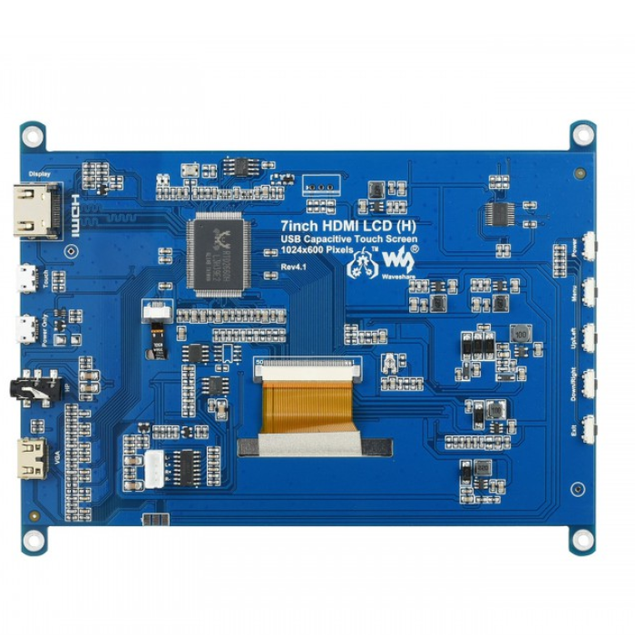 Waveshare 7inch HDMI Capacitive Touch Screen LCD (H) 1024×600 Support Various Systems -Raspberry Pi -Displays Raspberry pi -Robocraze