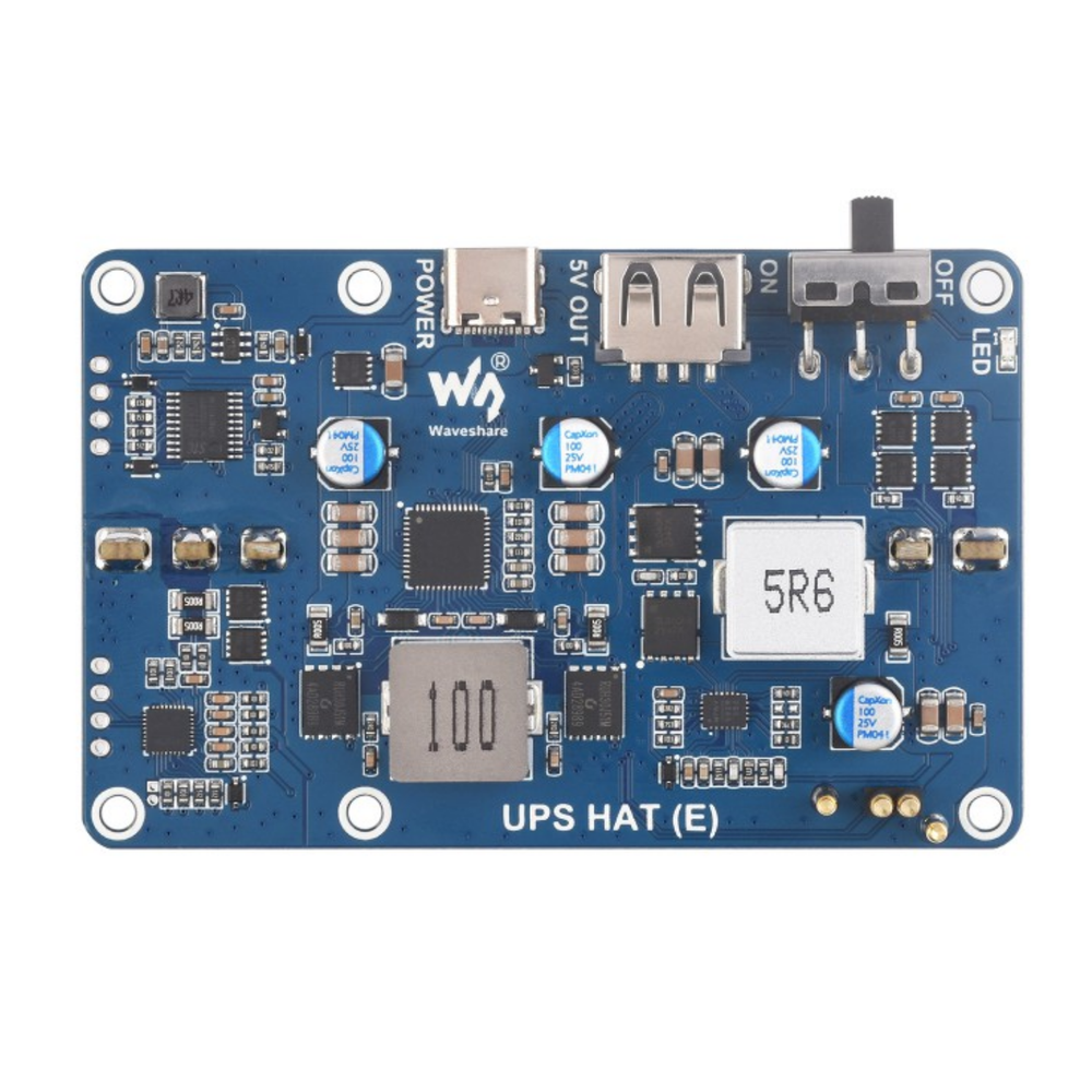 Waveshare UPS HAT (E) for Raspberry Pi with 5V 6A Output, 4× 21700 Battery Support & Pogo Pins -Raspberry Pi -Raspberry Pi Hats -Robocraze
