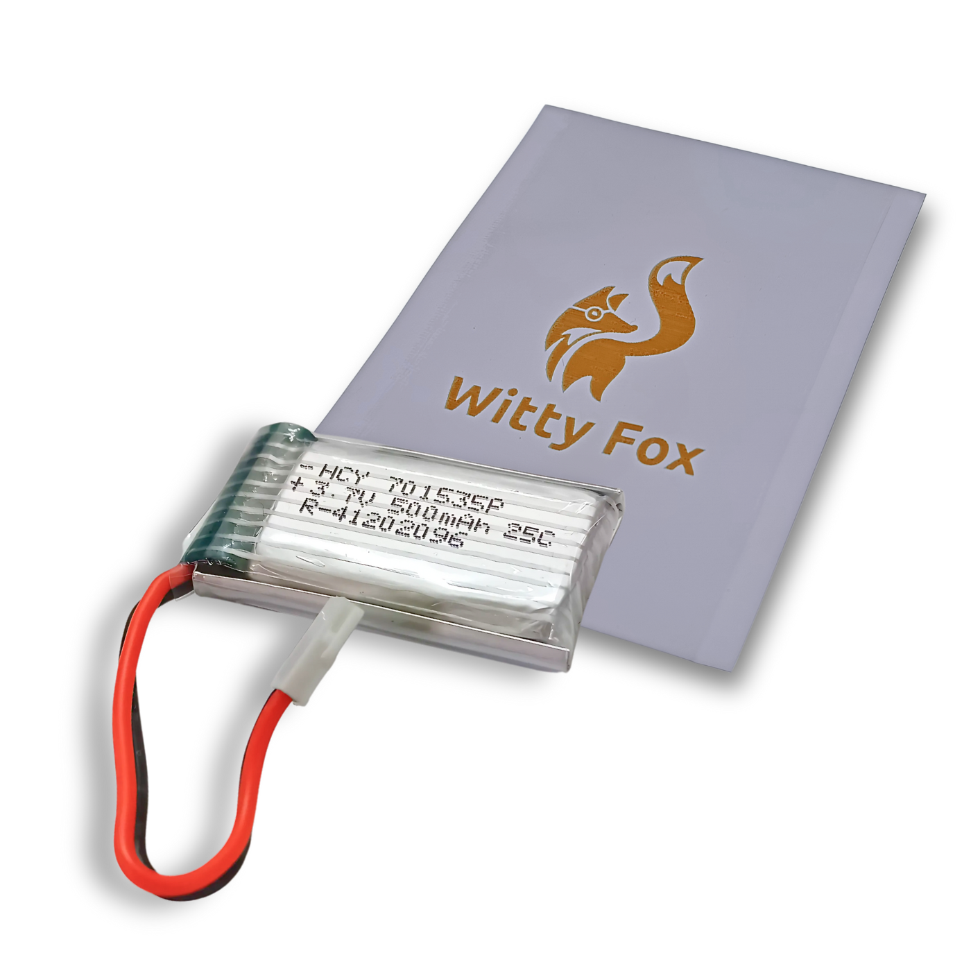 Witty Fox 500mAh Rechargeable 3.7v LiPo Battery with Connector -Lithium Polymer Battery for Drone -Robocraze