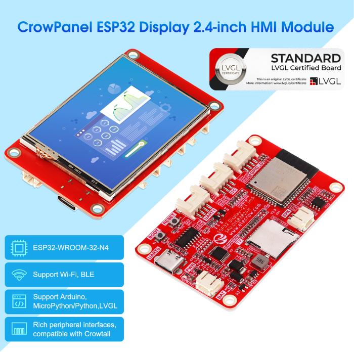 ELECROW 2.4 Inch ESP32 HMI Display – 320x240 SPI TFT LCD touchscreen for Arduino -HMI Display Module -Robocraze