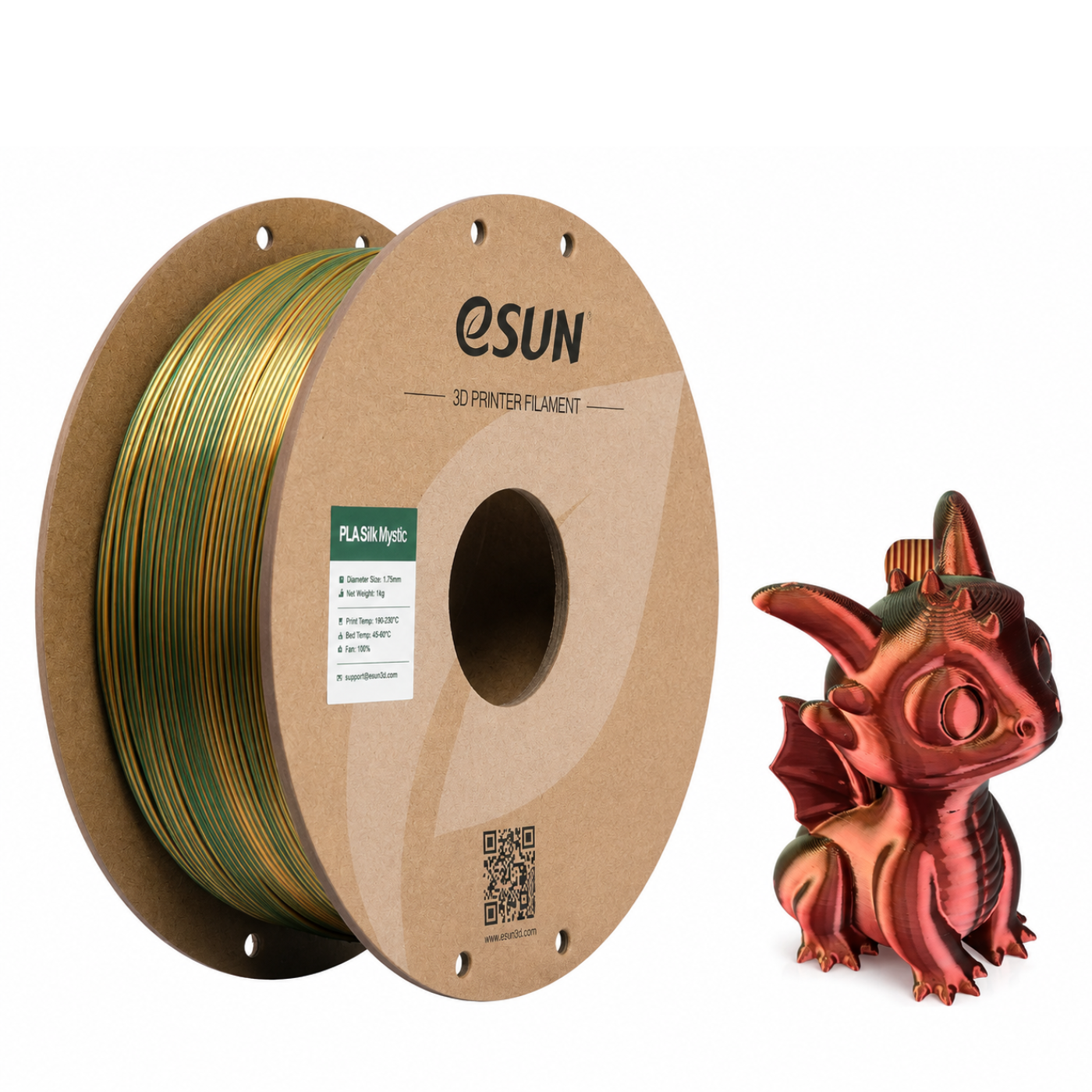 eSUN Silk PLA Mystic Gold Red Green Filament 1.75mm -3D Printers/Pens -Filaments -Robocraze
