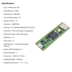 Teensy 4.1 Dev Board – High-performance ARM Cortex-M7 development board with USB support. -Development Board -Robocraze