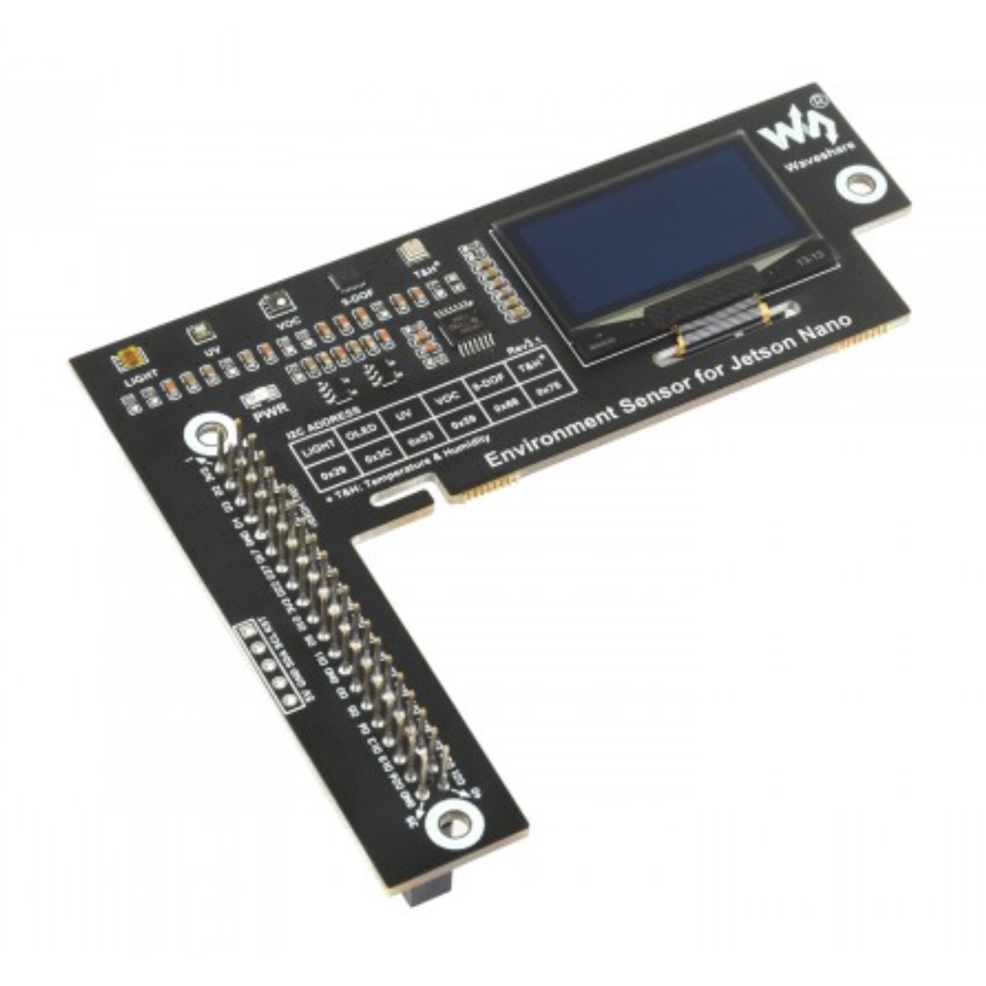Waveshare Environment Sensor Module for Jetson Nano with 1.3inch OLED Display and I2C Bus