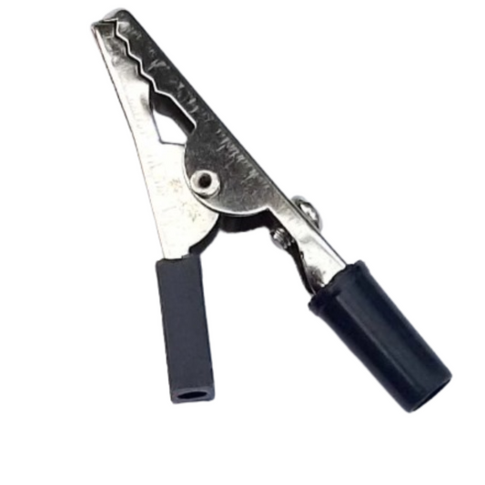 Crocodile Alligator Clip 50mm Black – Reliable alligator clip for circuits & testing. Electronic Components - Robocraze