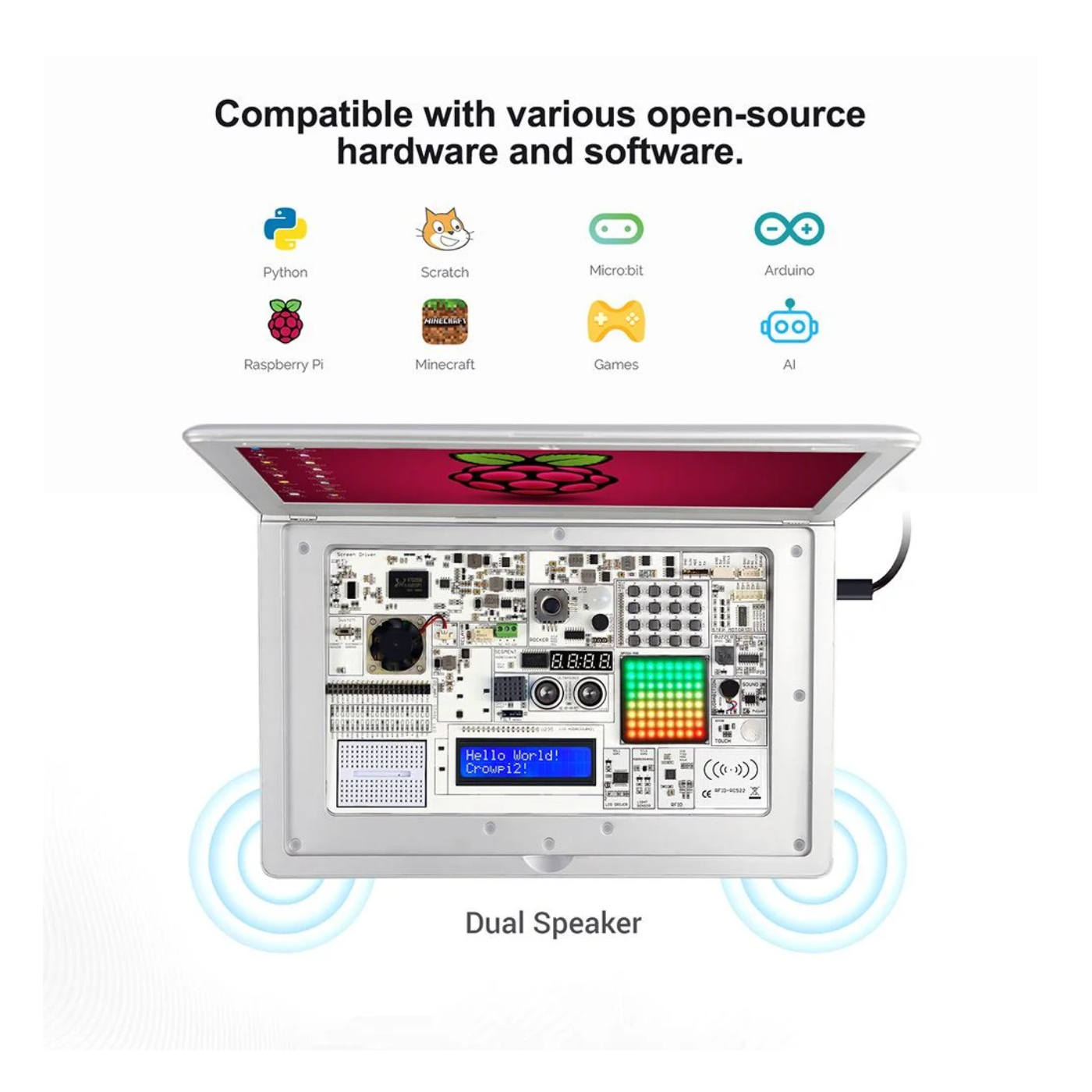 Elecrow CrowPi2 Raspberry Pi Laptop – All-in-one kit for coding & hardware. -STEM Kit -Robocraze