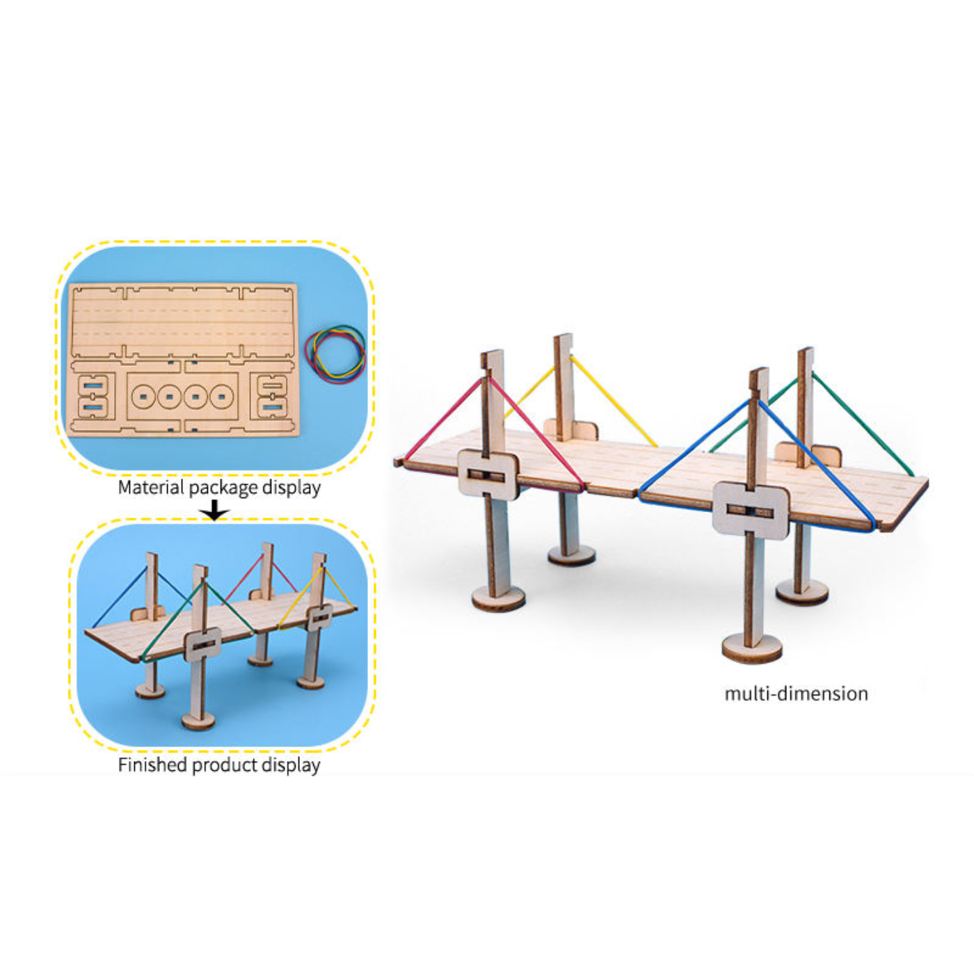 Pludo STEM Kit Little Builders – DIY Puzzle Toy for Kids 3–8 | Preschool-2 Cable Bridge Project DIY Kit -Pludo Education Kit -Robocraze