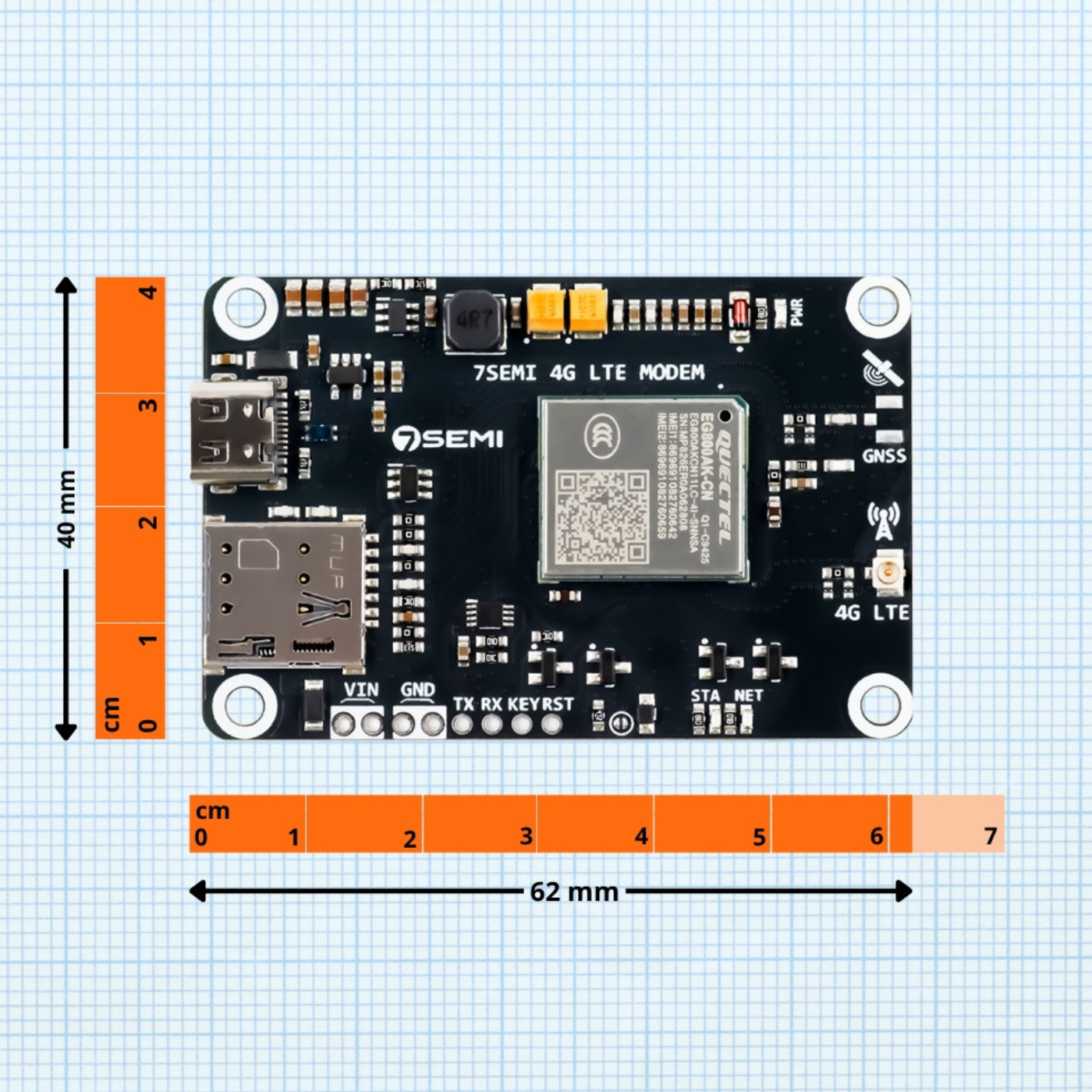 7Semi EG800AK LTE Cat-1 bis GNSS USB-C Modem Module - Robocraze