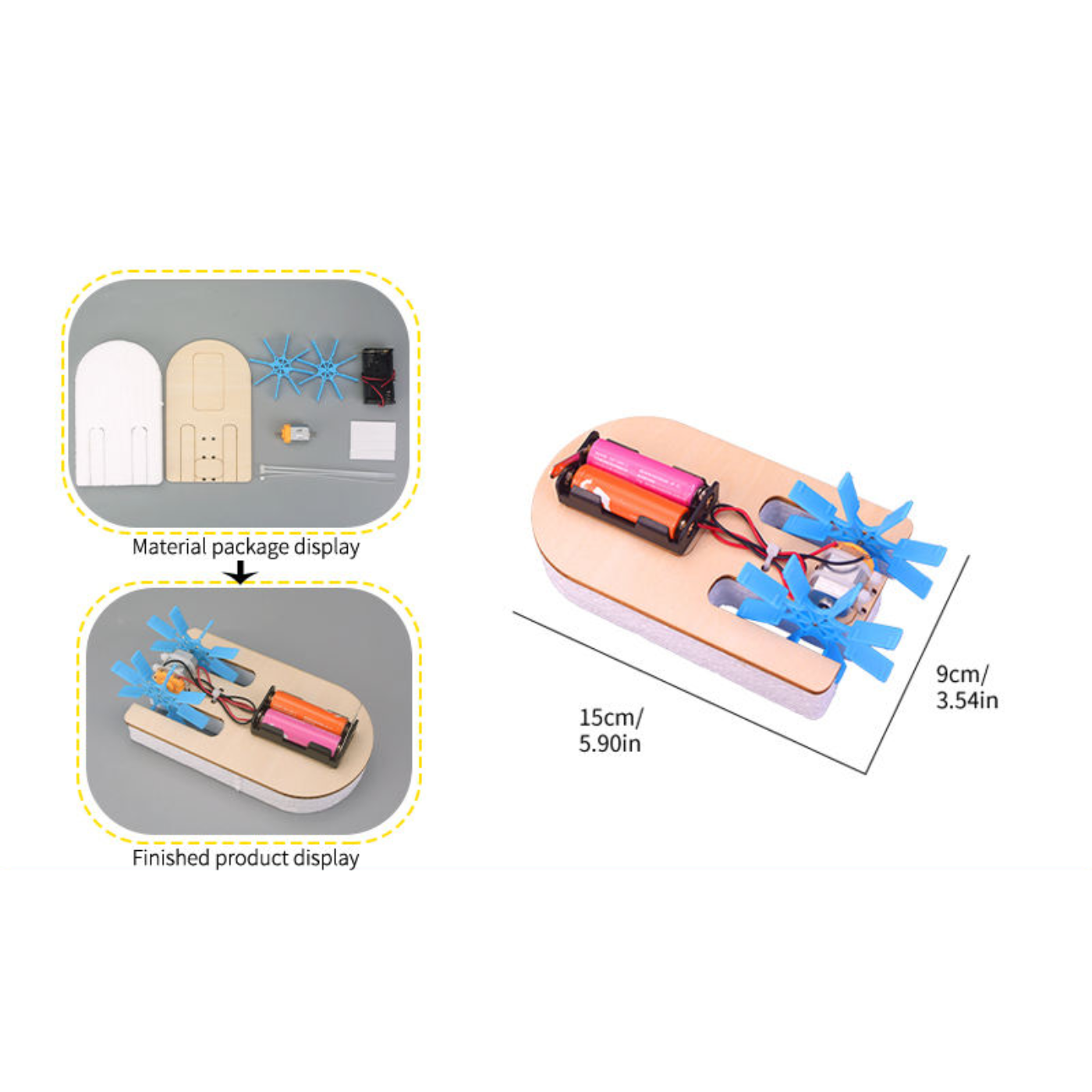 Pludo STEM Kit Paddle Racer – DIY Science Experiment Kit for Kids 3–8 | Grade Preschool–2 Water Resistance Activity -DIY Kit -Pludo Education Kit -Robocraze