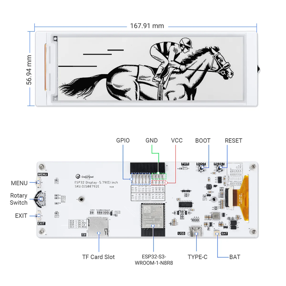 CrowPanel ESP32 5.79 Inch E-Paper HMI Display Module