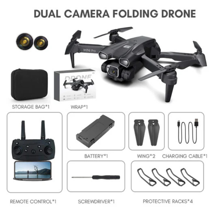 H66 Mini 4K HD Foldable RC Drone – Optical flow quadcopter with dual cameras. -DIY Drone Kits -Robocraze