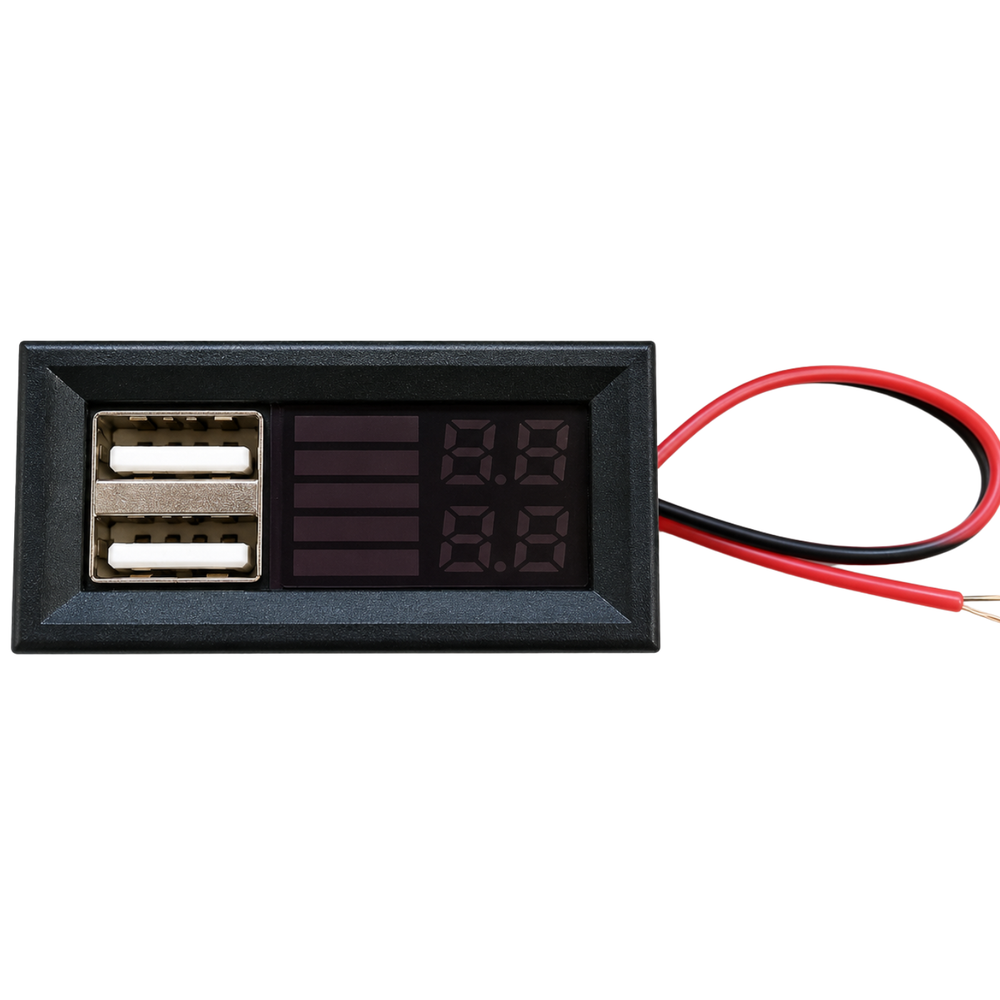 12V Dual USB Digital Voltmeter Panel Module -Electronic Components -Multimeter -Robocraze