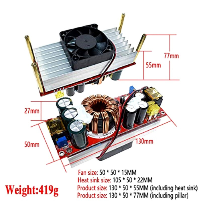 1800W 40A DC to DC Adjustable Power Supply Step Up Module -Batteries & Power Supply -Buck/Boost -Robocraze