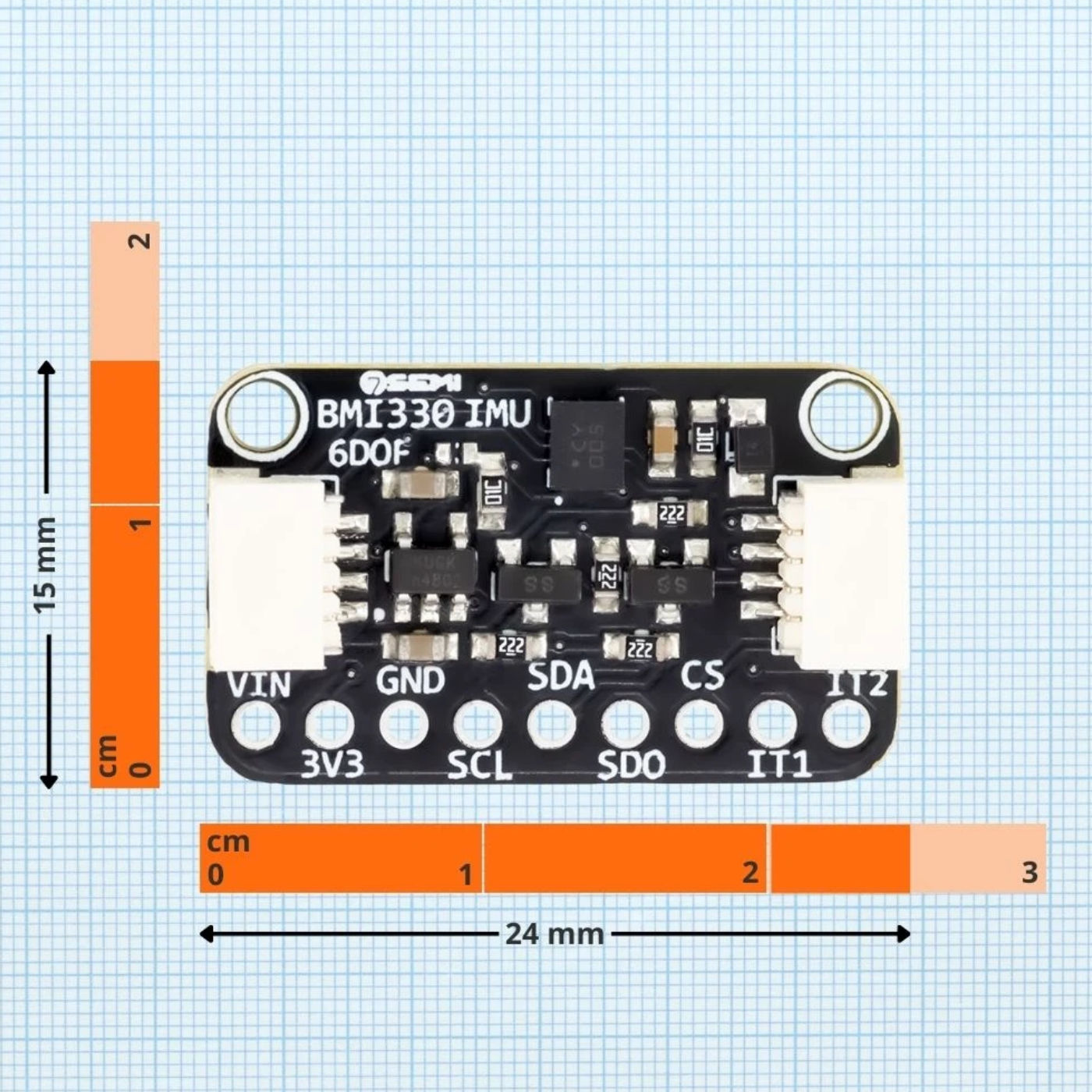 7Semi BMI330 6DOF IMU Sensor Module 3-Axis I2C/SPI Accelerometer & Gyroscope -Sensors -Accelerometers & Gyro Sensors -Robocraze