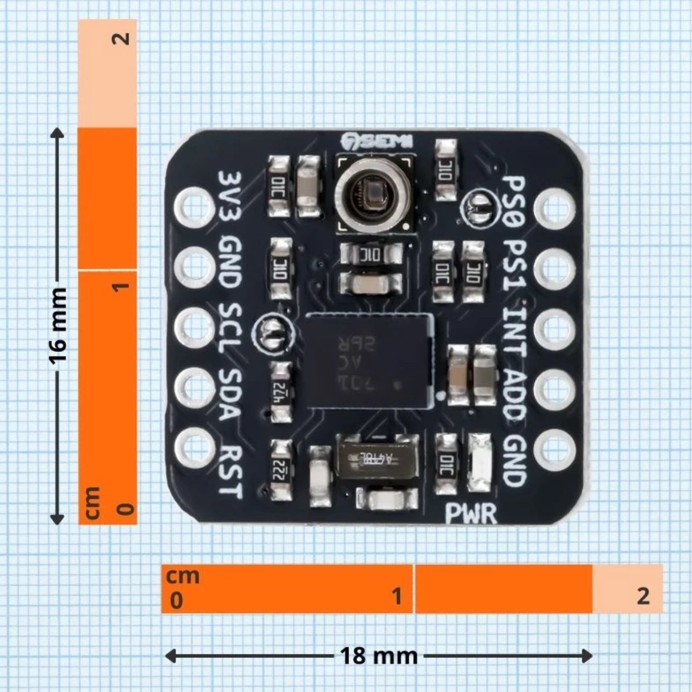 7Semi BNO055 + BMP585 10DOF Orientation Sensor Module - Accelerometer, Gyroscope, Magnetometer & Barometer -Sensors -Accelerometers & Gyro Sensors -Robocraze