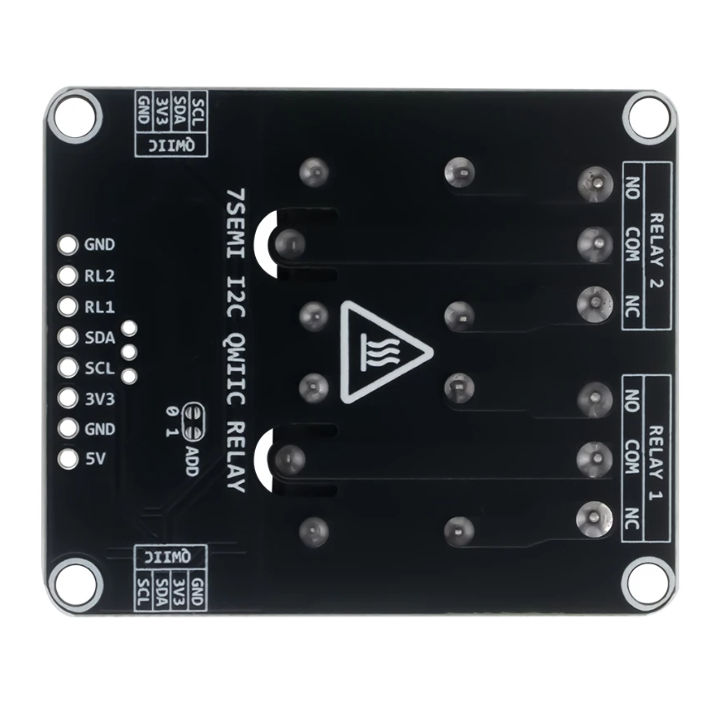 7Semi Dual Channel 5V 10A I2C Qwiic Relay Module -Electronic Modules -Relays -5V Relays -Robocraze