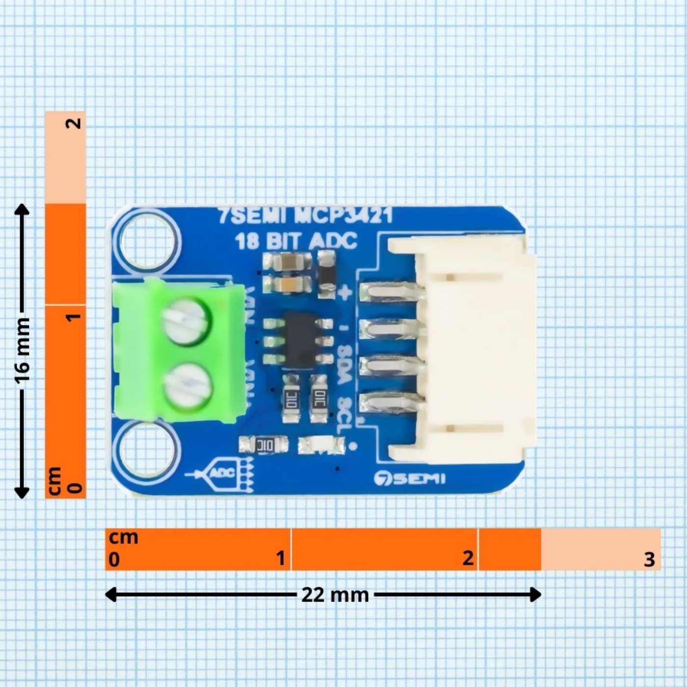 7Semi MCP3421 18-Bit Analog-to-Digital Converter for Weighing Scales -Electronic Modules -Breakout Boards -Robocraze
