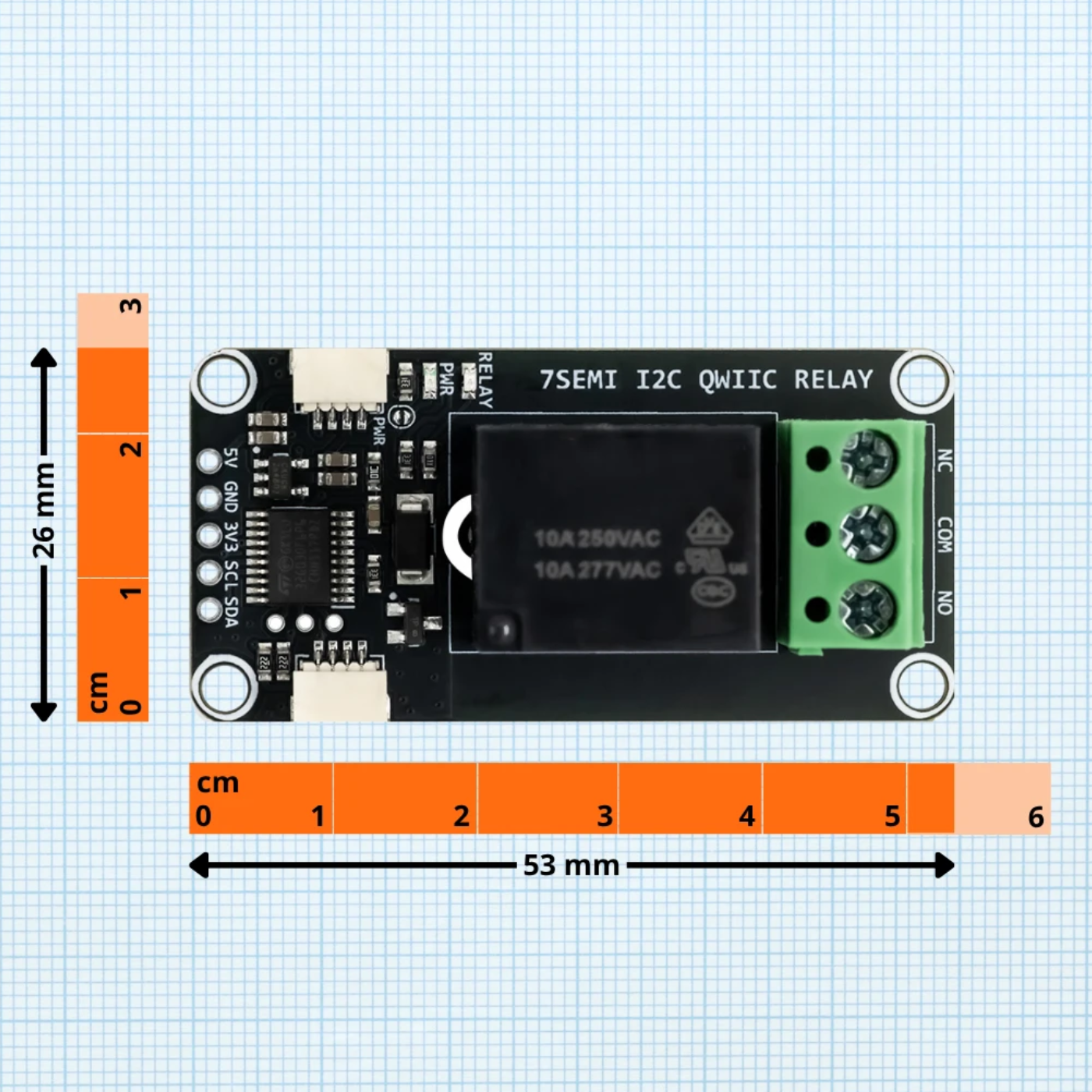 7Semi SPDT Single Channel I2C Qwiic 5V DC Input Relay Module 230V AC 10A Load -Electronic Modules -Relays -5V Relays -Robocraze