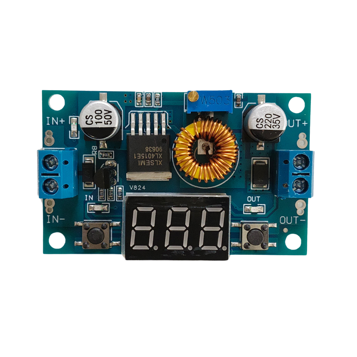 DC-DC XL4015 Adjustable Stepdown Module 5A 75W with 4 Bits Digital Display Voltmeter -Batteries & Power Supply -Buck/Boost -Robocraze