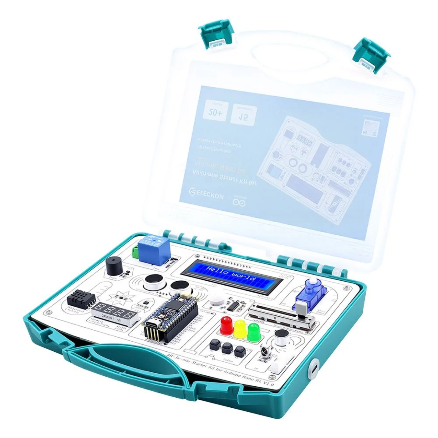 Elecrow All-in-One Starter Kit for Arduino Nano R4 with 20 Lessons and 16 Modules - Robocraze