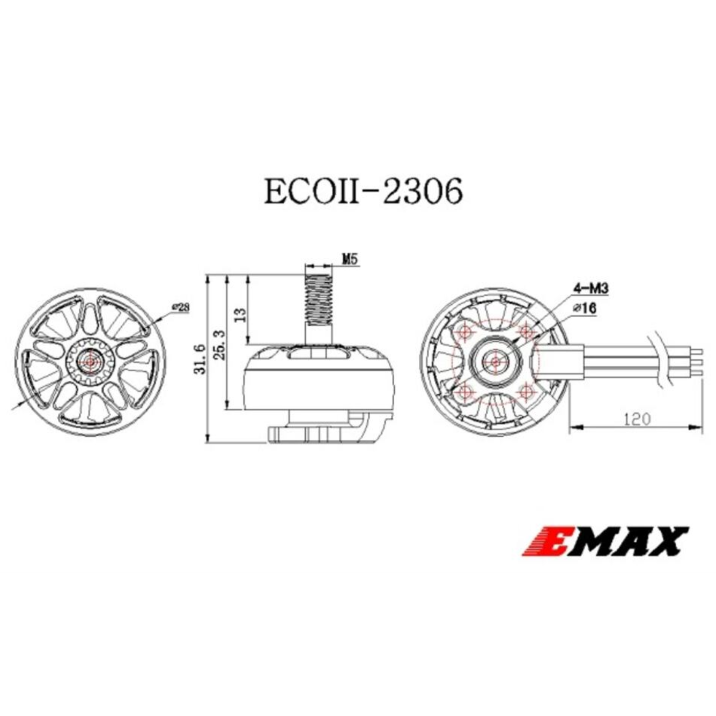 Emax ECOII-2306-1700KV High RPM Brushless Motor -Drone Parts -Drone Motors -Robocraze