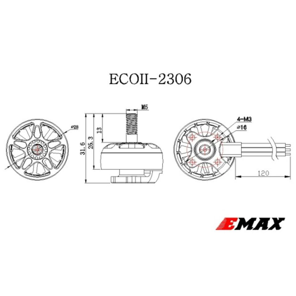 Emax ECOII-2306-1700KV High RPM Brushless Motor -Drone Parts -Drone Motors -Robocraze