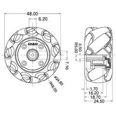 Mecanum Wheel 48mm Pair – Omnidirectional Left & Right Wheels (Yellow) -Robot Wheels and Chassis -Robocraze
